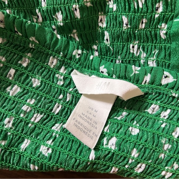 ❤️ H&M Green Floral Peasant Blouse Size M - Picture 5 of 10